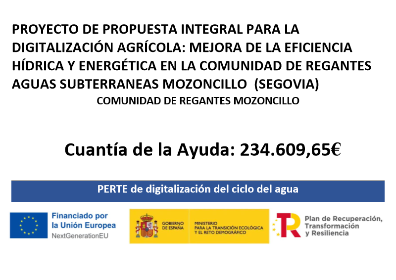 Cartel de publicidad del proyecto de digitalización de la Comunidad de Regantes Mozoncillo